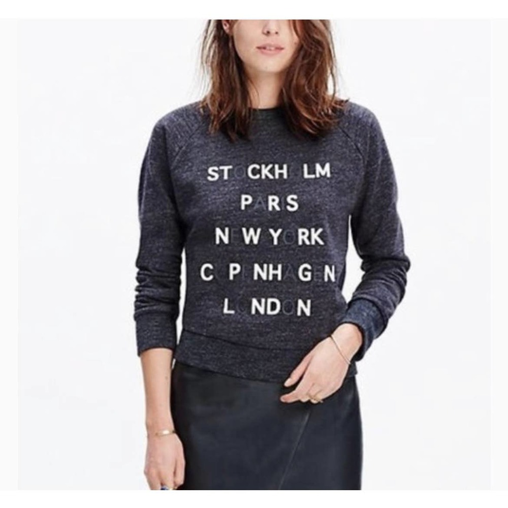 Madewell Tour Guide Cities Gray Crewneck Sweatshirt